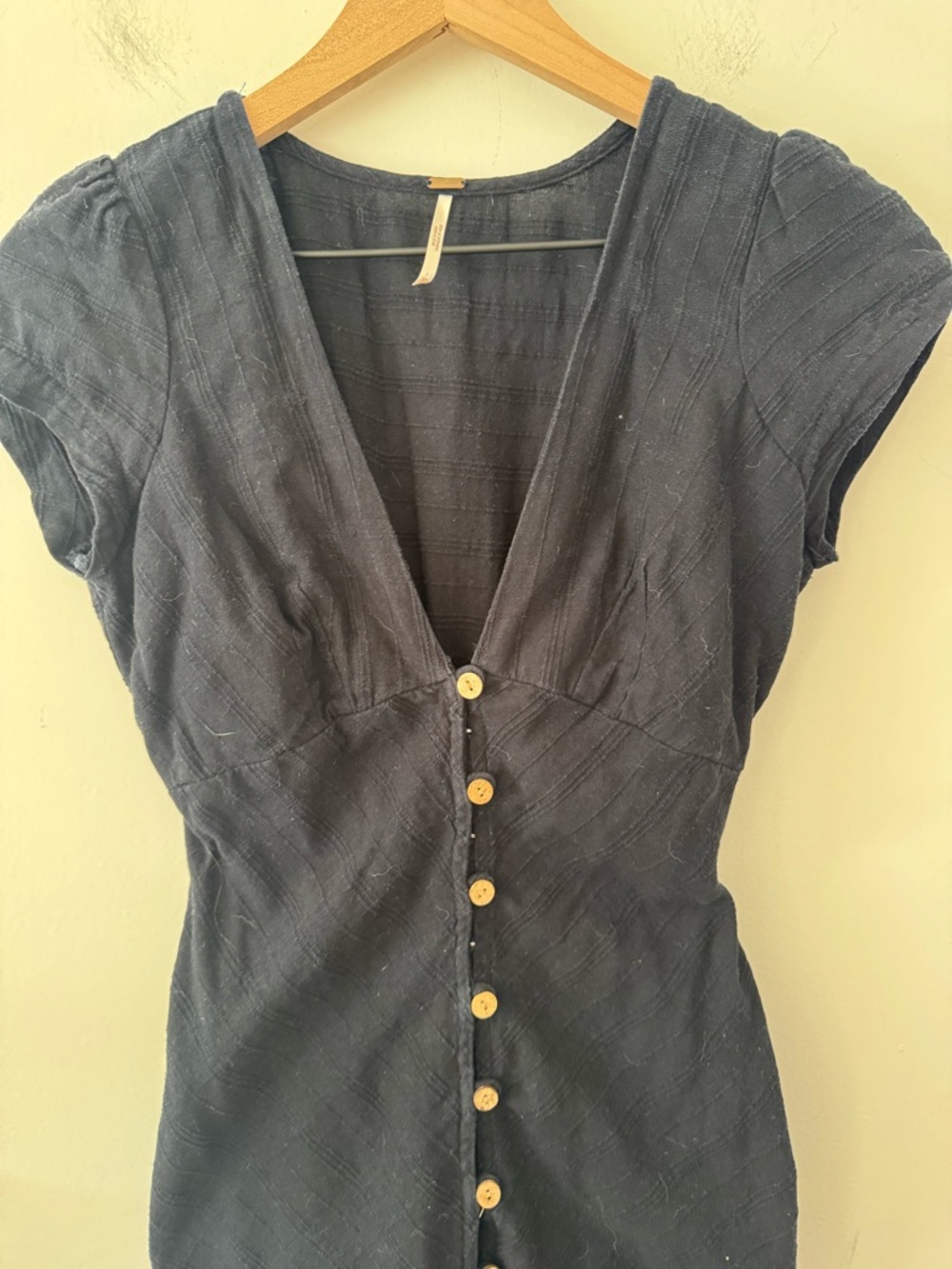 Free People New in Town Black Button-Front Midi Dress XS - Picture 6 of 9